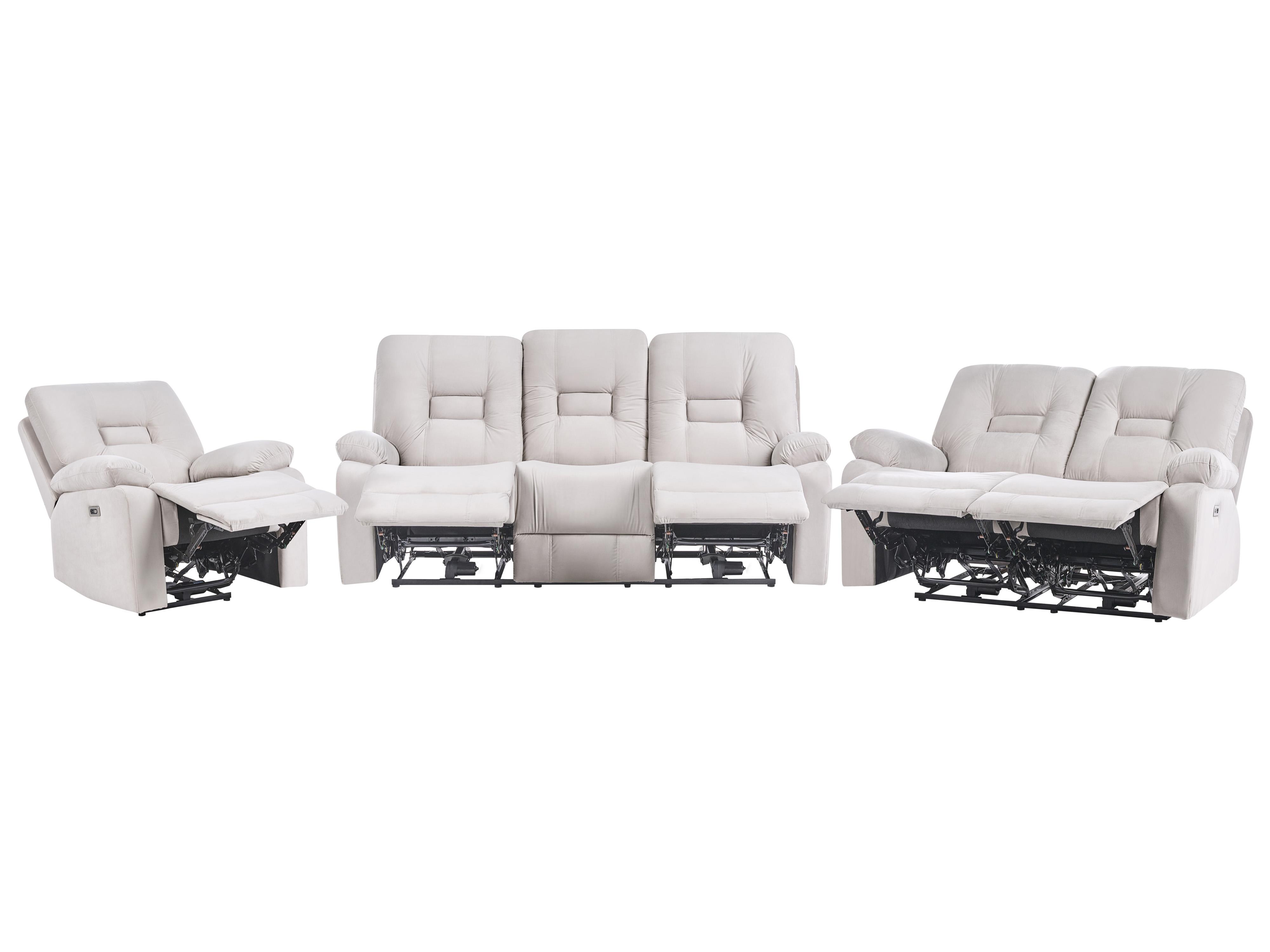 Electric Recliner Chair BERGEN with Footrest Velvet Light Beige