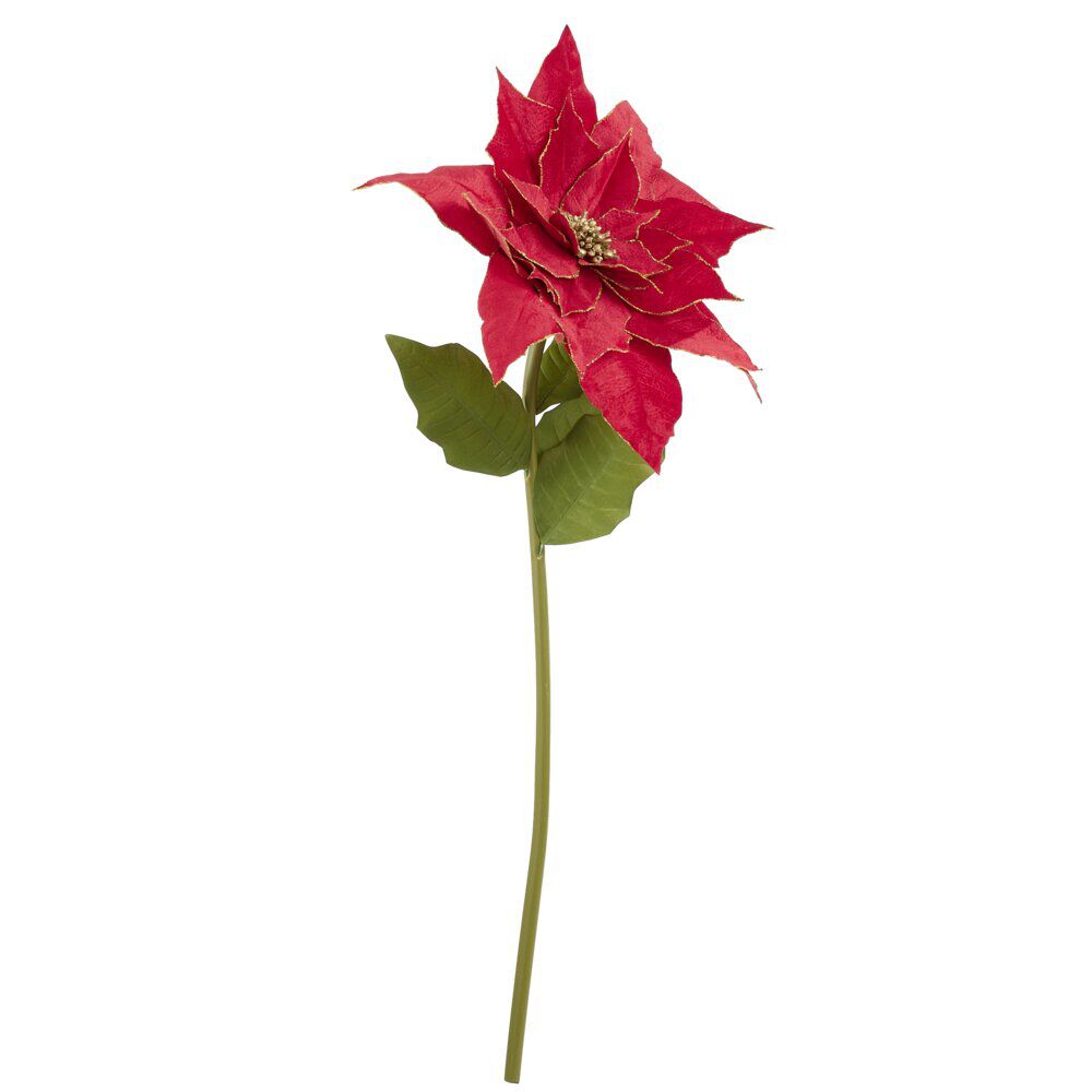 Fleur de No&euml;l artificielle XL poinsettia pailletée rouge H150cm