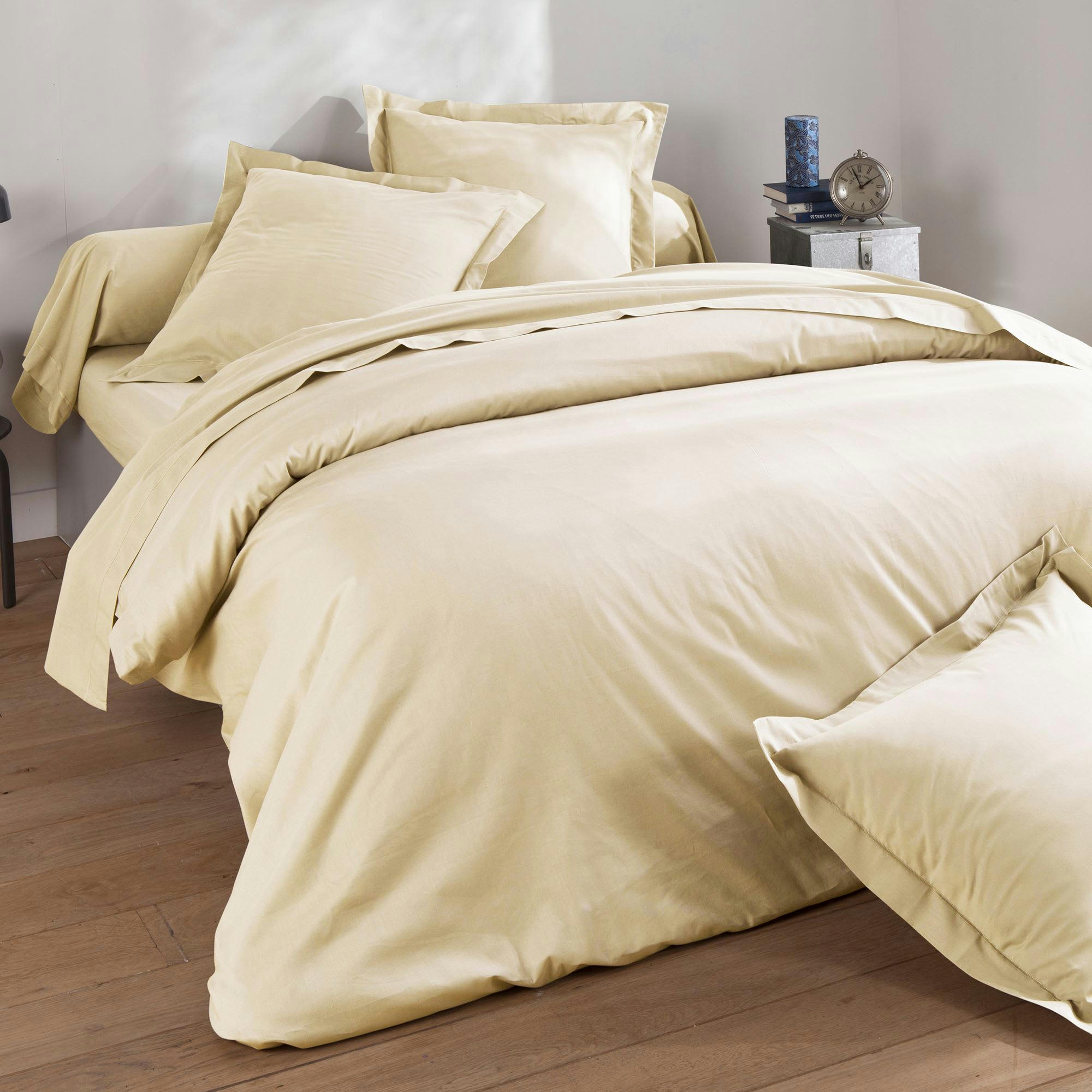 COTON UNI LAURÉAT - Housse de couette 200x200 beige sable en coton