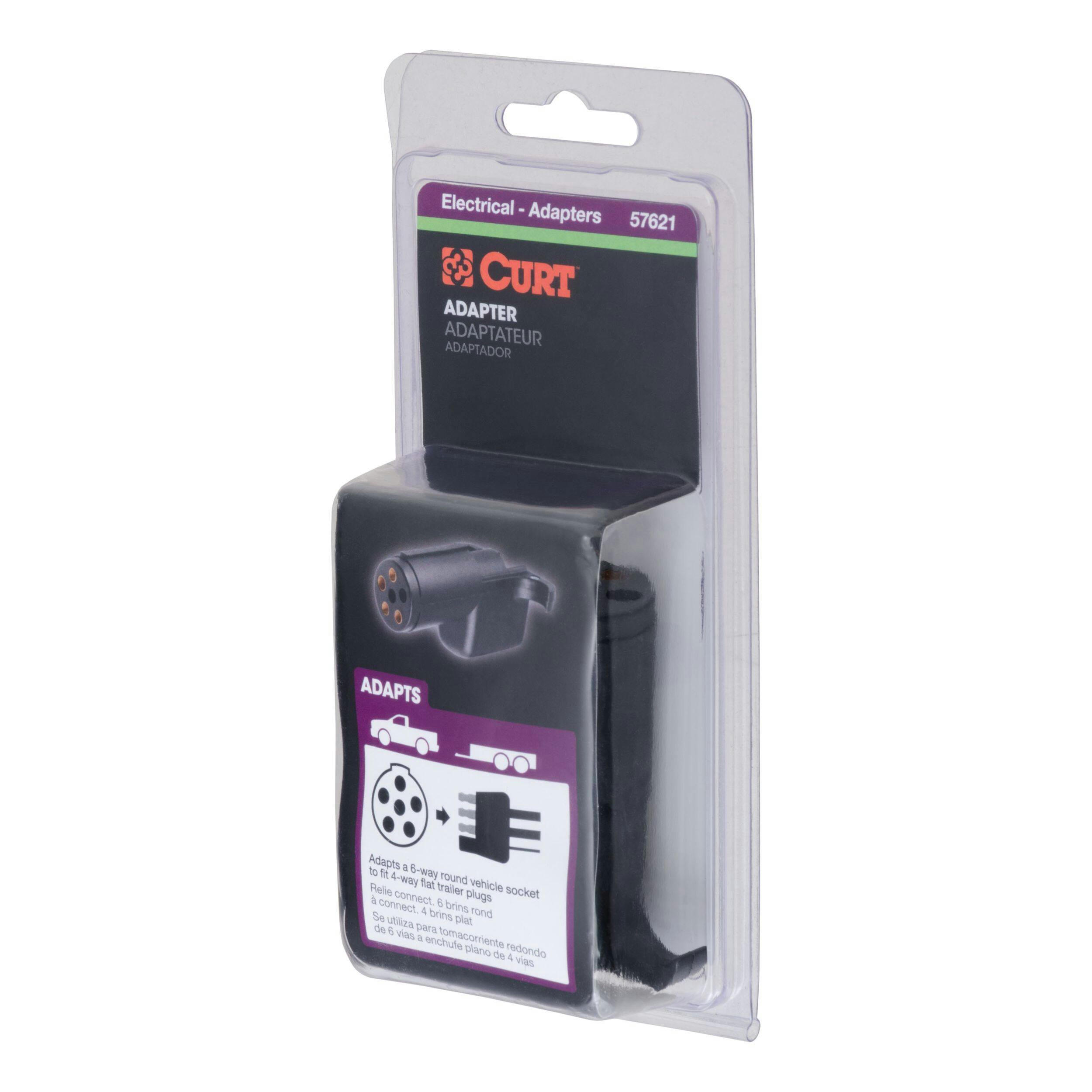 CURT Electrical Adapter 6-Way Round Vehicle to 4-Way Flat Trailer