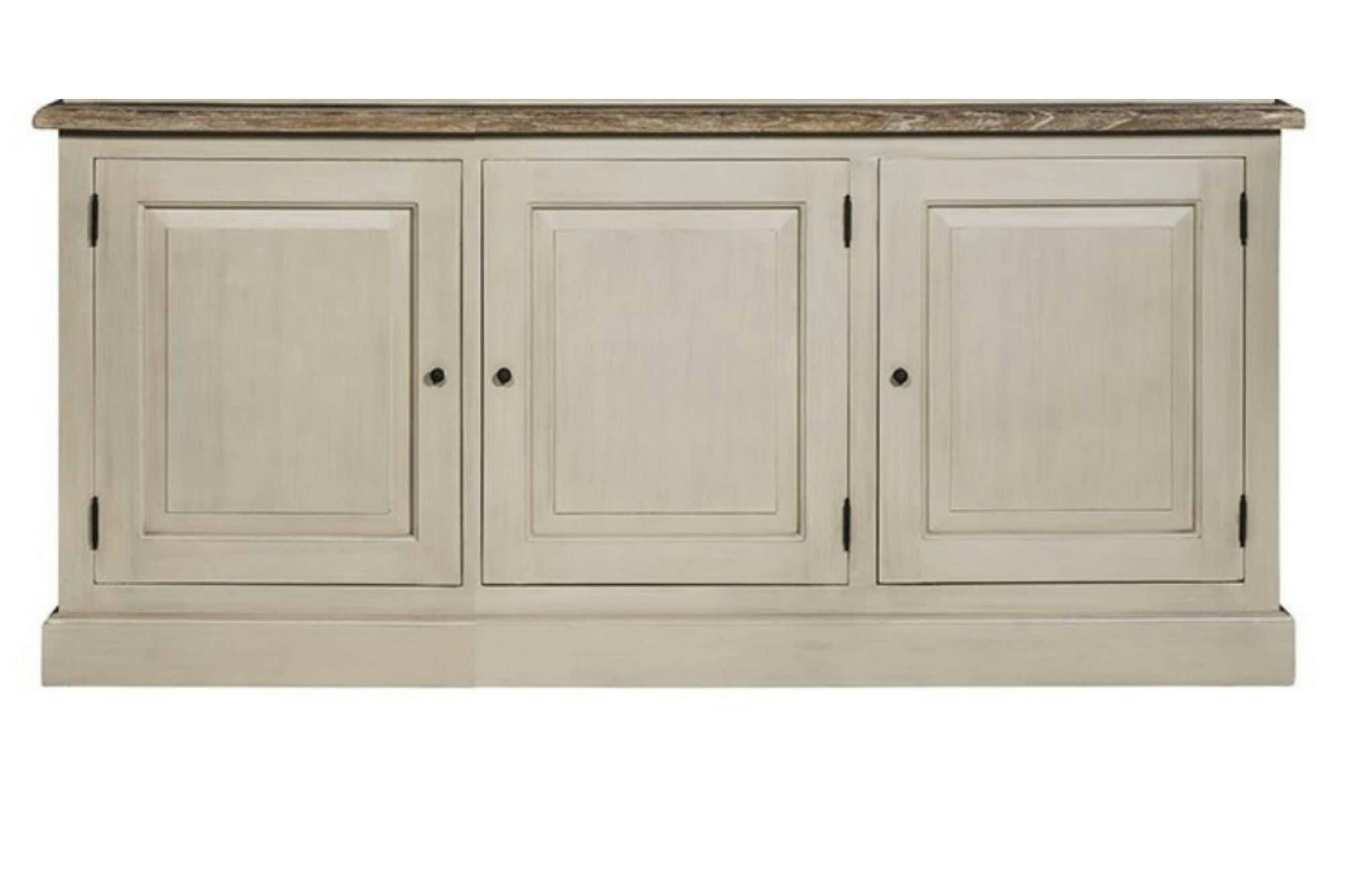 VILLAS - Buffet vaisselier en bois 3 portes éclairage LED