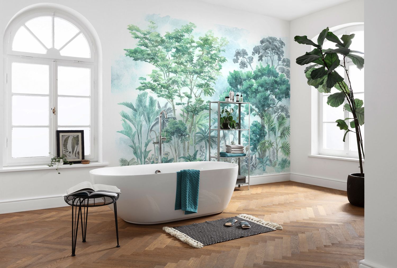 Komar fotobehang bosrijk landschap groen en blauw - 350 x 250 cm - 611213