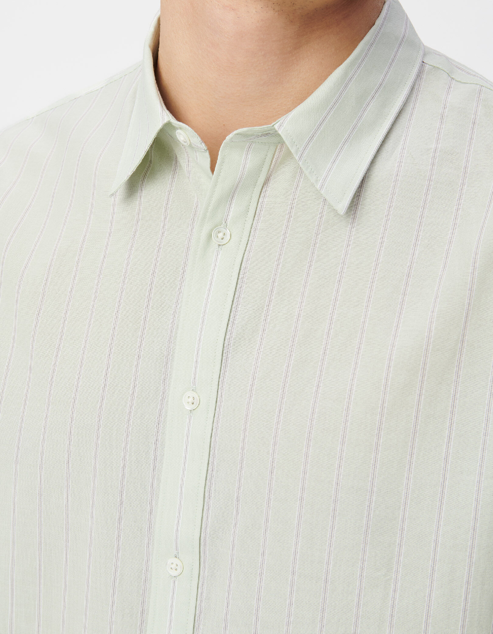 Chemise regular verte coton bio motif rayures Homme