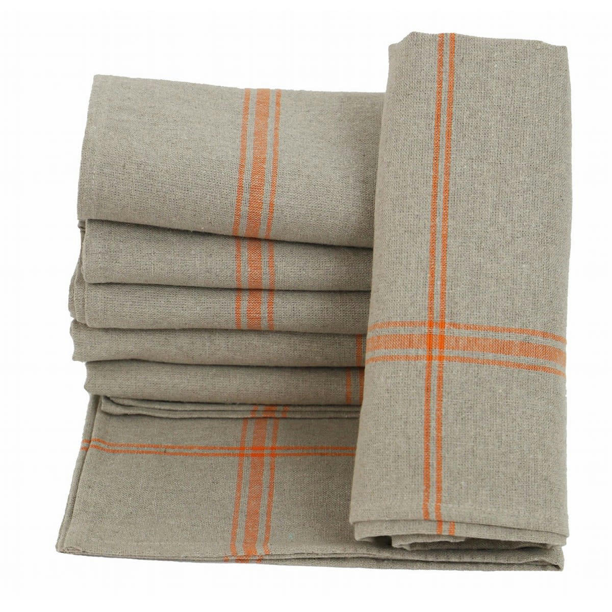 TORCHONS PAR 6 NORMANDIE - Lot de 6 torchons de cuisine en lin orange