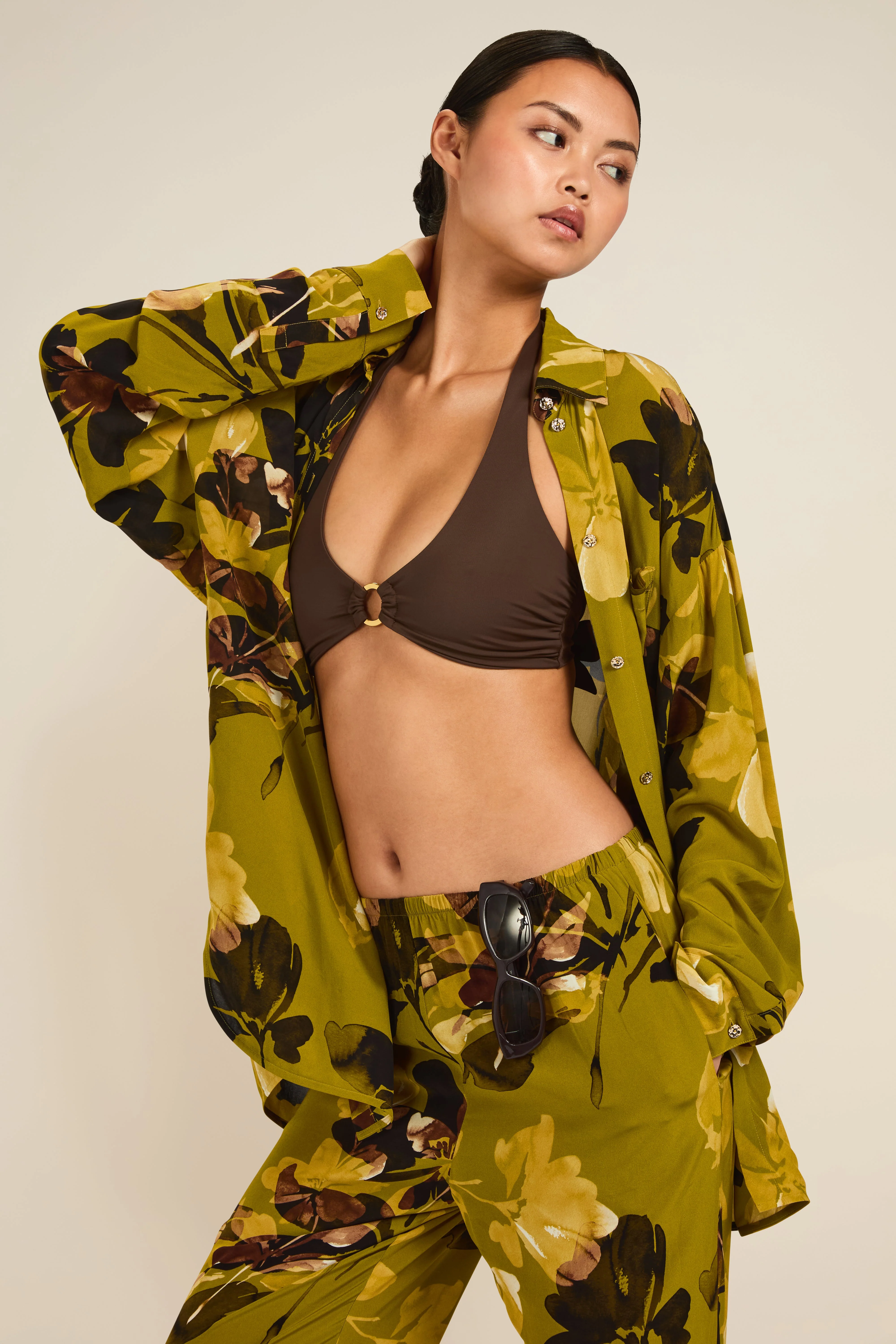 St Barts Shirt - Chartreuse Floral