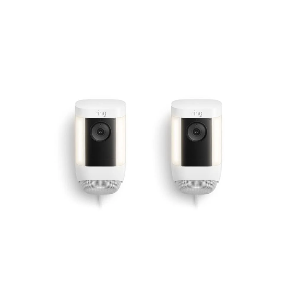 Ring Spotlight Cam Pro, Solar | 3D Motion Detection, Two-Way Talk with Audio+, and Dual-Band Wifi (2022 release) - White(Black/2 Pack/Plug-In)