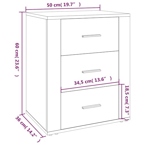 NNEVL Bedside Cabinet High Gloss White 50x36x60 cm Engineered Wood