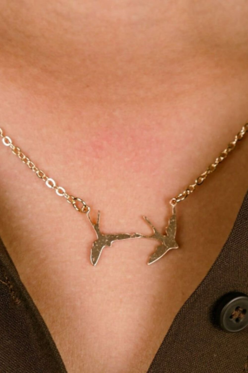 The Colourful Aura Two Bird Silver &amp; Gold Necklace, Nature Birds Charm, Simple Pendant for women