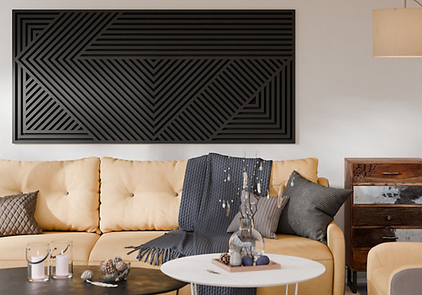 Panneau tasseau MDF Joy décor diagonal noir 240X90 cm