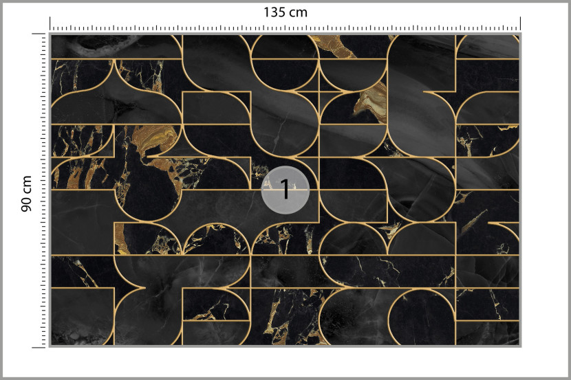 Fototapeta Czarny MARMUR Wzór Geometryczny 135x90cm