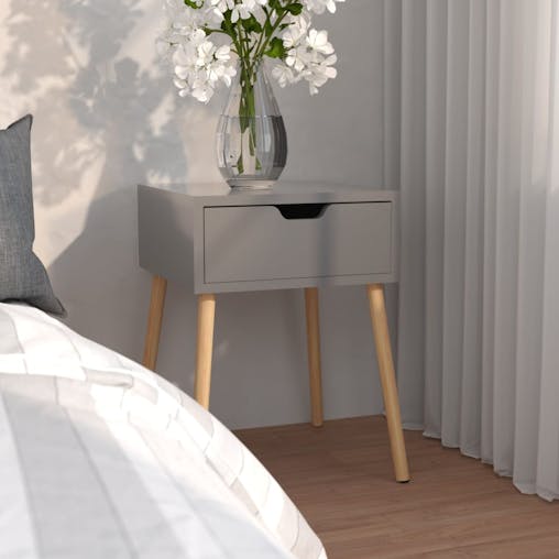 NNEVL Bedside Cabinet Grey 40x40x56 cm Chipboard