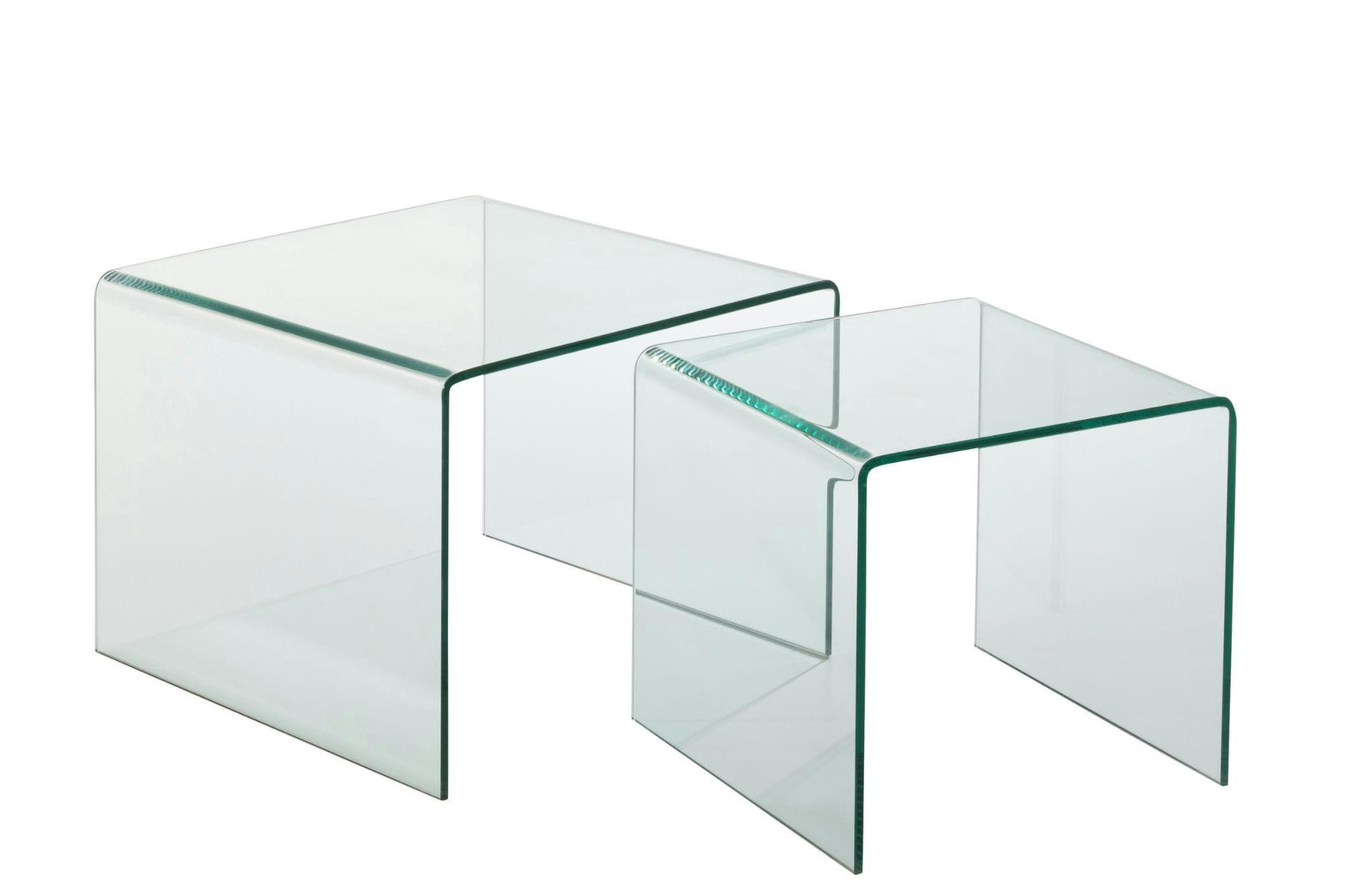GALLE - Tables basses carrées gigognes en verre L65