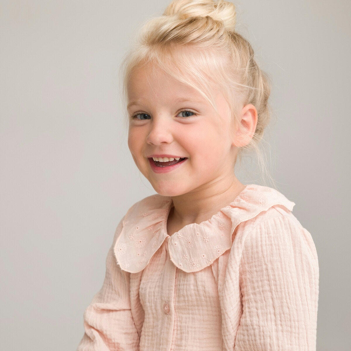 Blouse col claudine manches longues, gaze de coton
