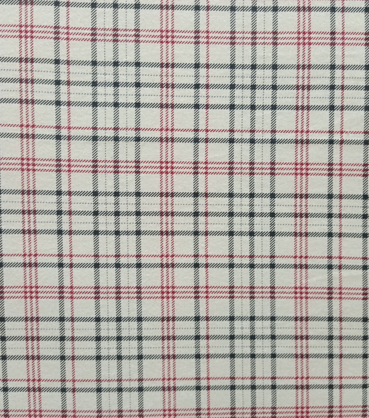 Cream Black Red Plaid Super Snuggle Flannel Fabric