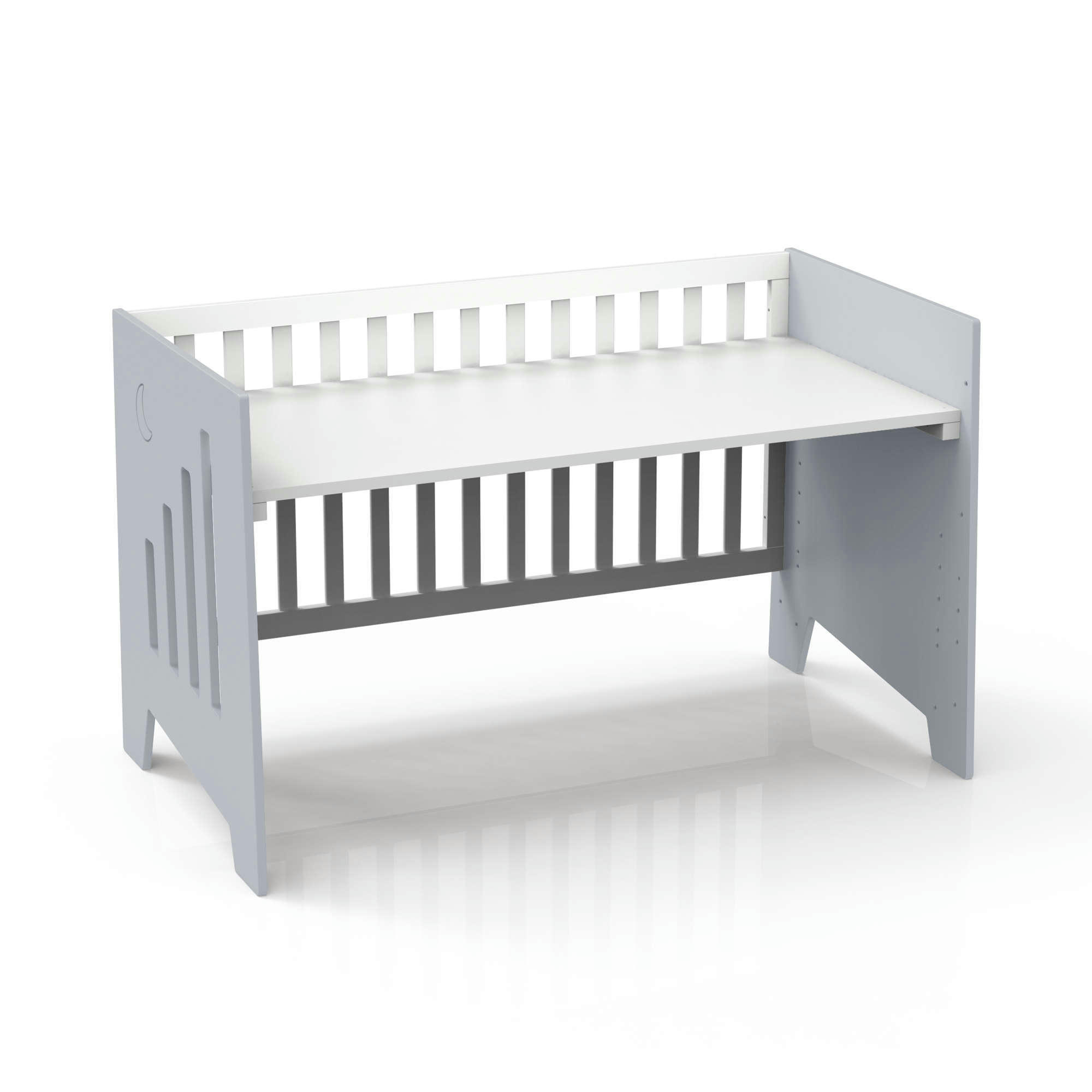 OMNI XL - Lit bébé - bureau (2en1) 70x140 cm en gris