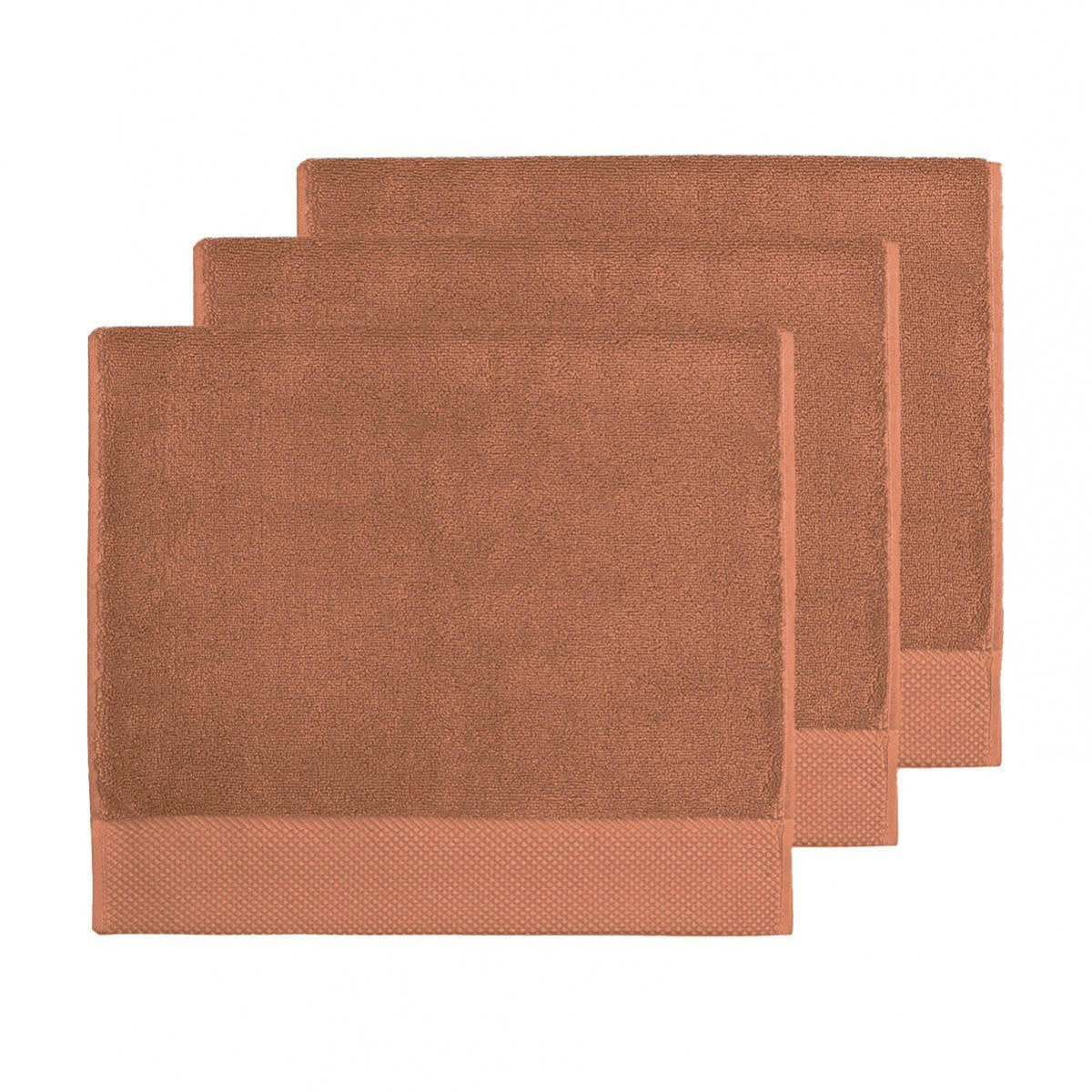 SENSOFT - 3 grandes serviettes d'invité zéro twist 560g brique 40x60 cm