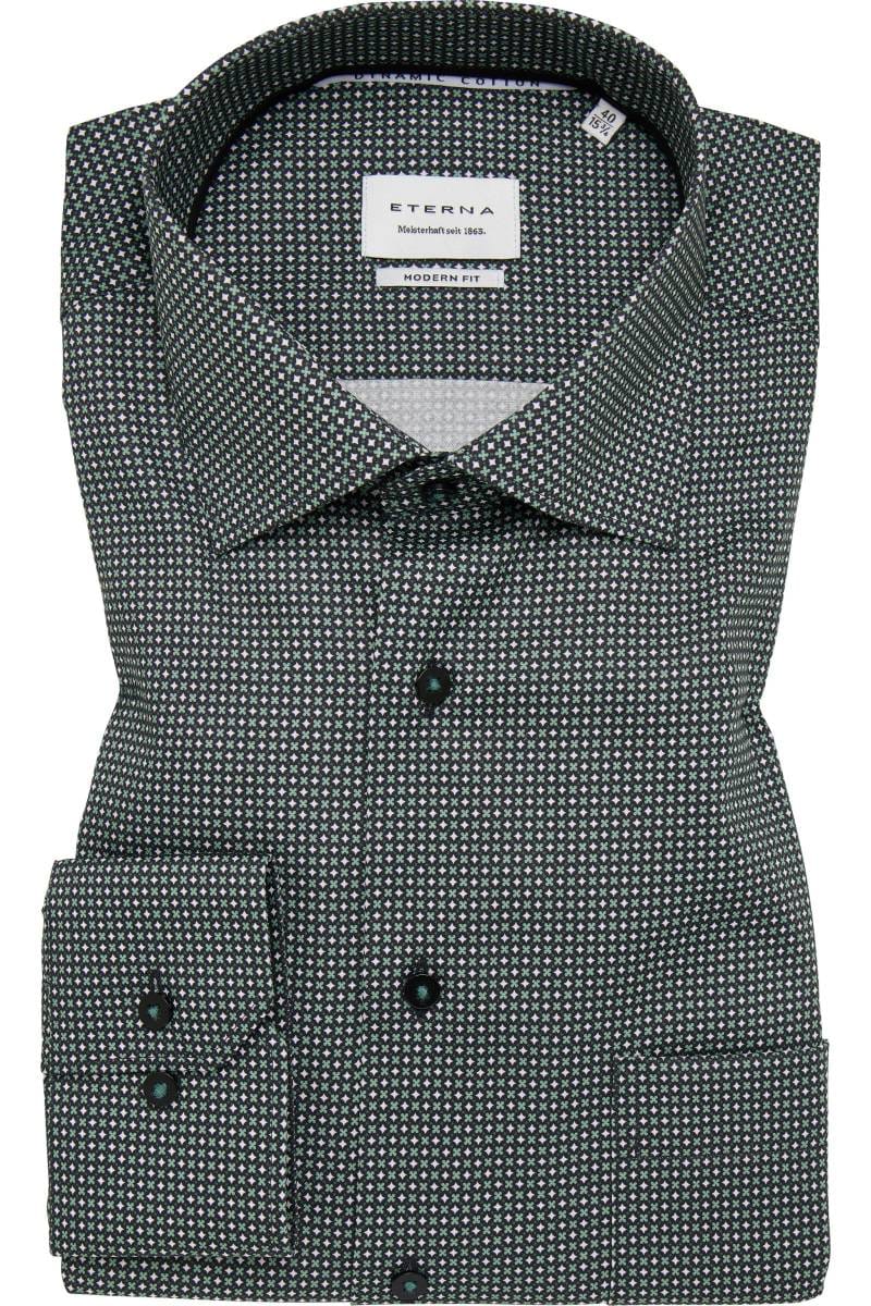 ETERNA Dynamic Cotton Modern Fit Hemd grün, Bedruckt