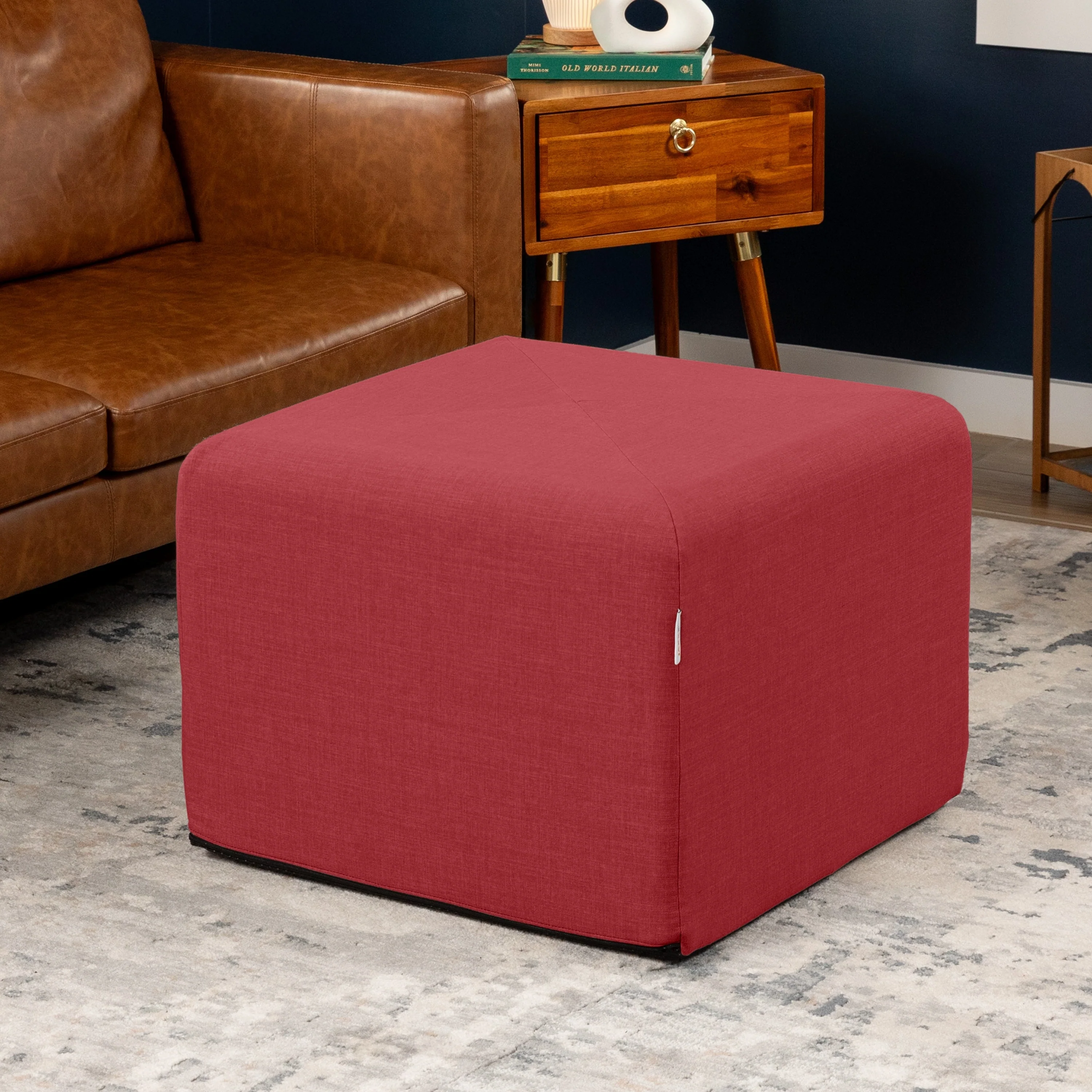 Jaxx Monroe Square Foam Ottoman with Stain Resistant Performance Fabric