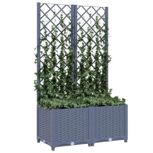 NNEVL Garden Planter with Trellis Dark Grey 80x40x136 cm PP