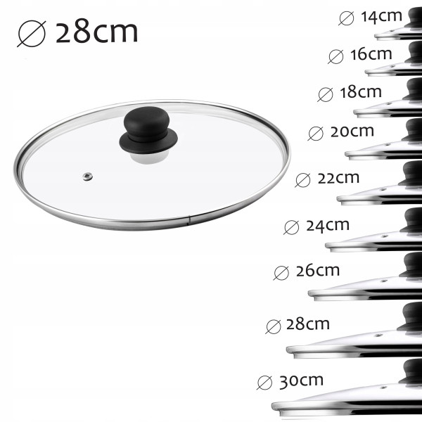Pokrywa Do Garnka Patelni Żaroodporna Szklana 28cm