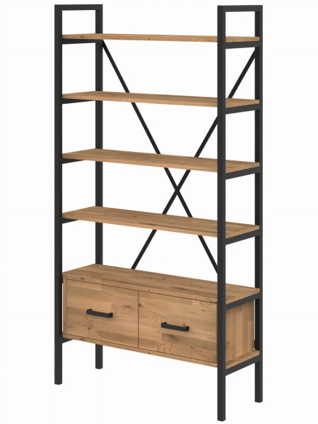 Regał dębowy Medium-Cabinet 190x80x30 cm LOFT z drzwiczkami K1-1