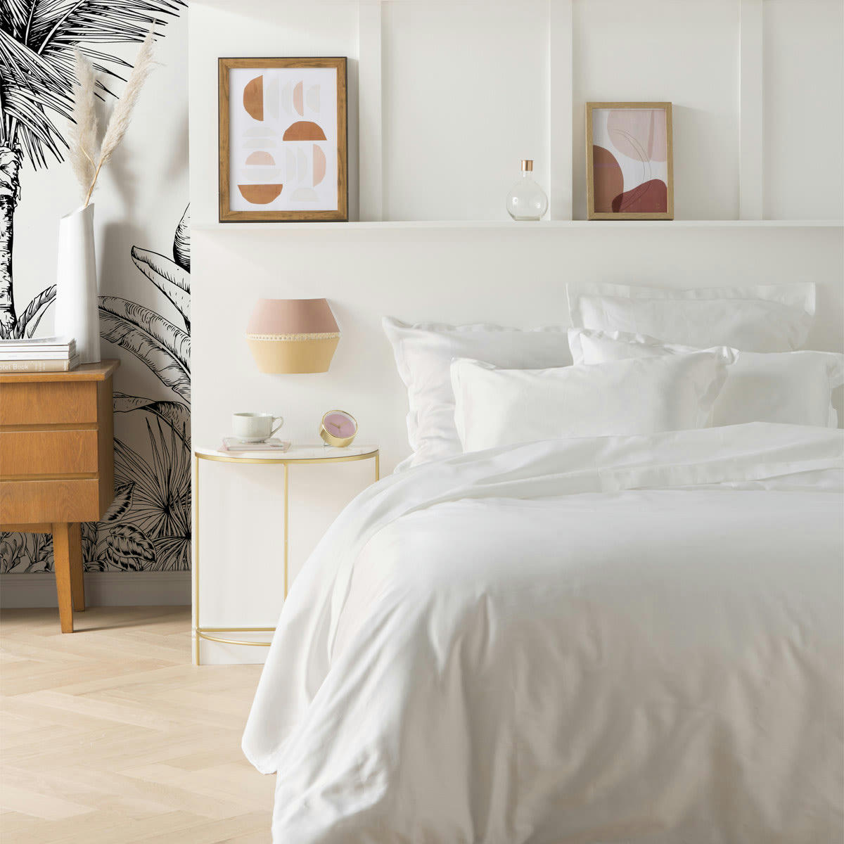 TRIUMPH LINE - Housse de couette unie en satin de coton blanc 200x200