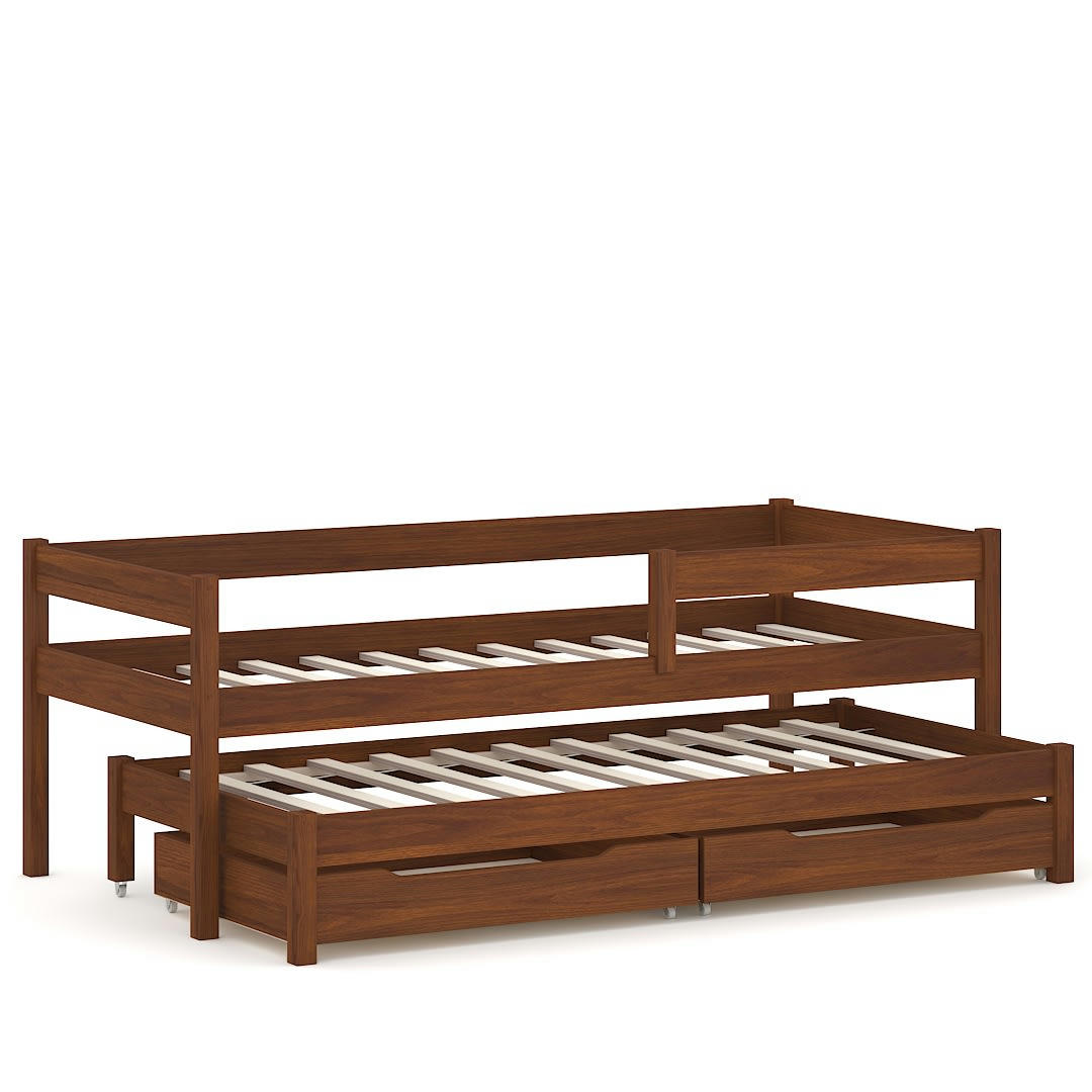 - Lit simple en pin massif&MDF 180x80 palissandre