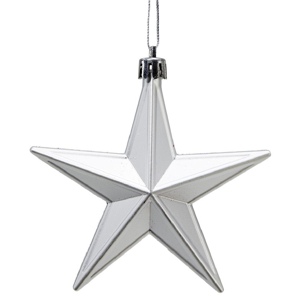 Décoration de No&euml;l étoile à suspendre argentée x6