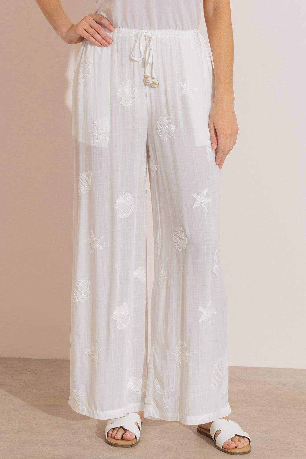 Klass. Embroidered Wide Leg Beach Trousers