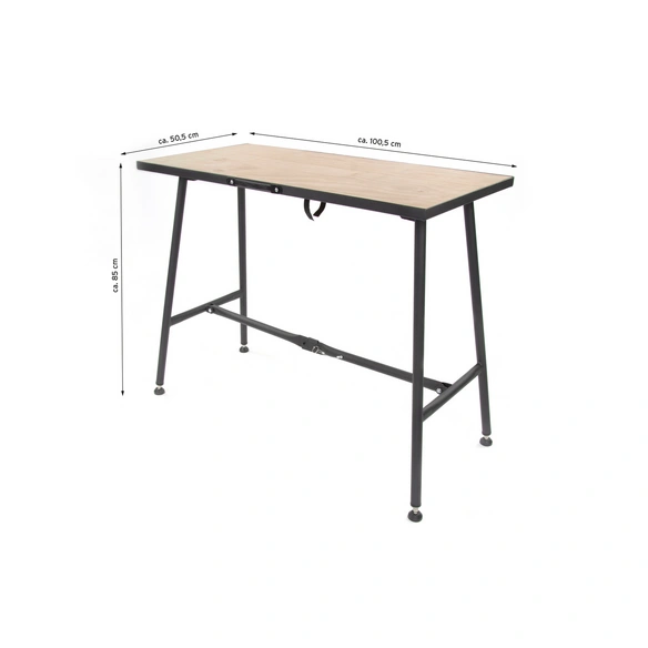 Werkbank, klappbar, BxHxT: 100,5 x 85 x 50,5 cm, Stahl/Holz