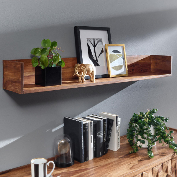 FineBuy Półka ścienna drewno brązowy 120 cm