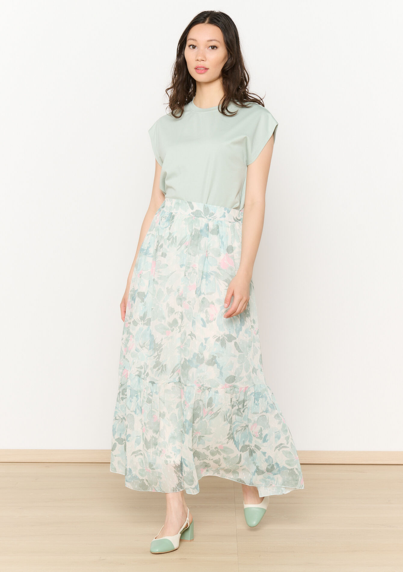 Lange rok met bloemenprint