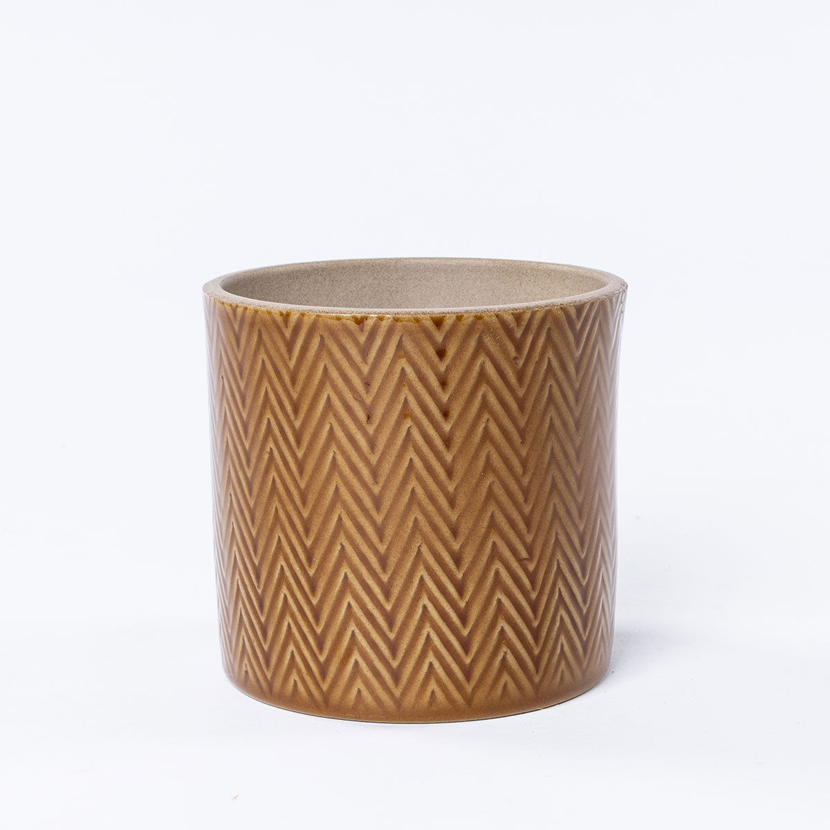 Vaso de cerâmica ZIG ZAG caramelo esverdeado 11cm