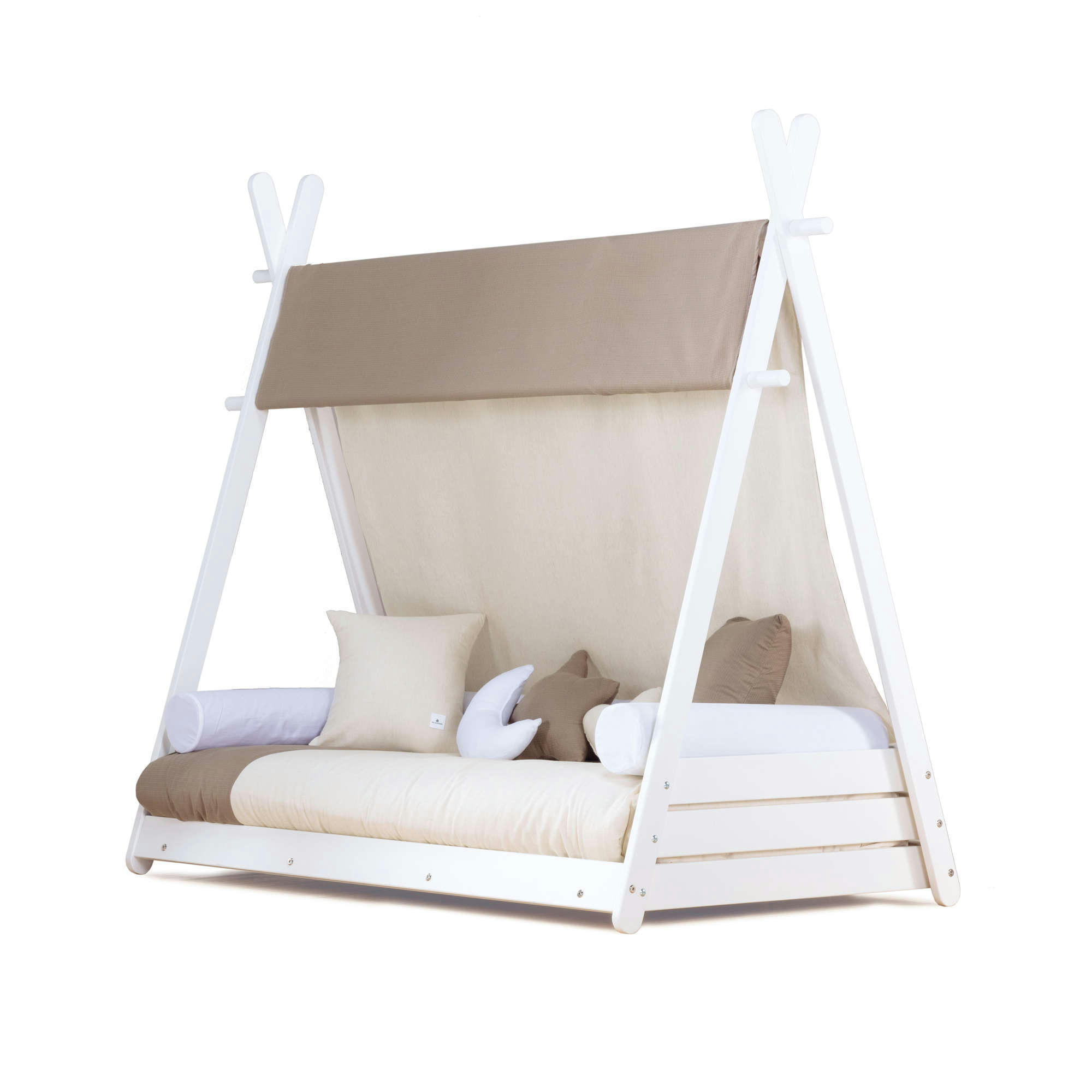 HOMY - Lit bébé Montessori en 70x140 cm avec textile en beige