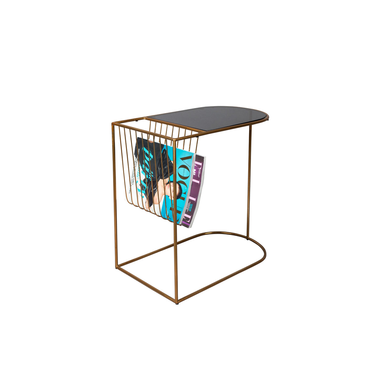 Dutchbone Eileen Bijzettafel/ Tijdschriftenrek Zwart/ Goud