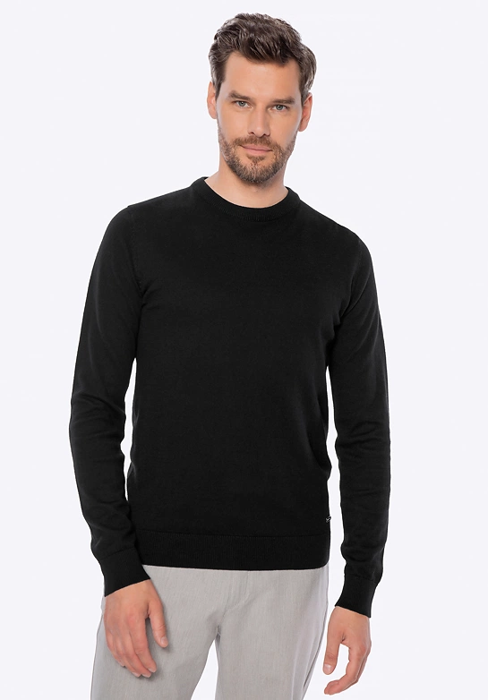 Sweter męski z bawełny z domieszką kaszmiru czarny