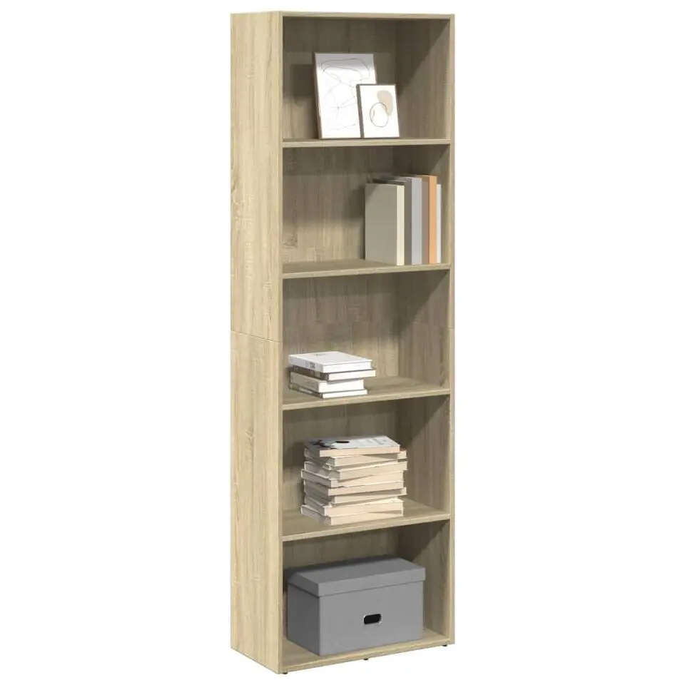 vidaXL - Boekenkast met 5 vakken voor woonkamers - Sonoma eiken - 60x30x189 cm