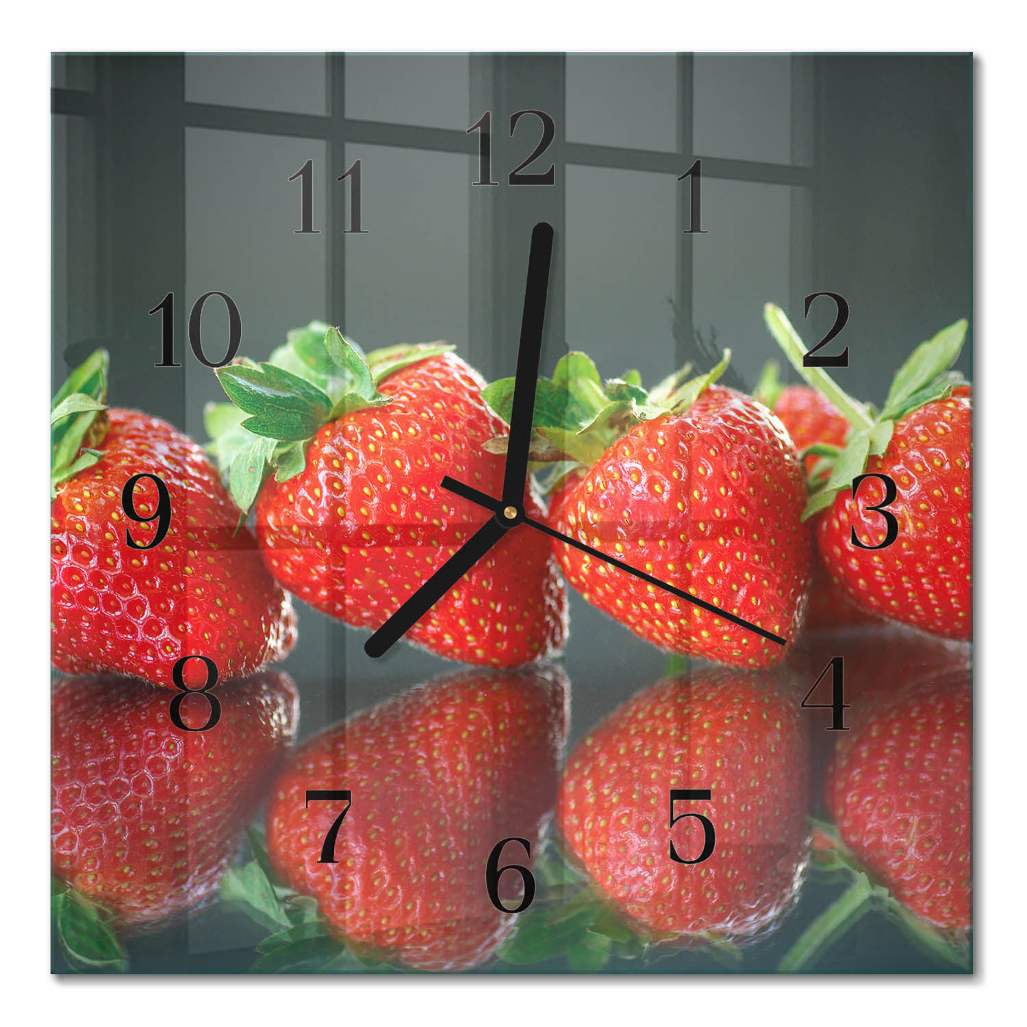 Zegar loft 30x30 Truskawki nowoczesny na ścianę