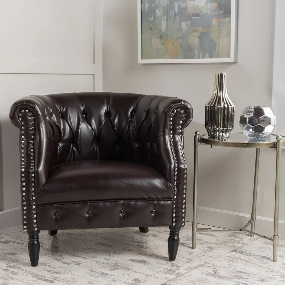 Akira Tufted Bonded Leather Club Chair by Christopher Knight Home