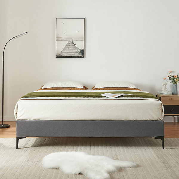 Lit double Lilla 160 x 200 cm gris foncé en.casa