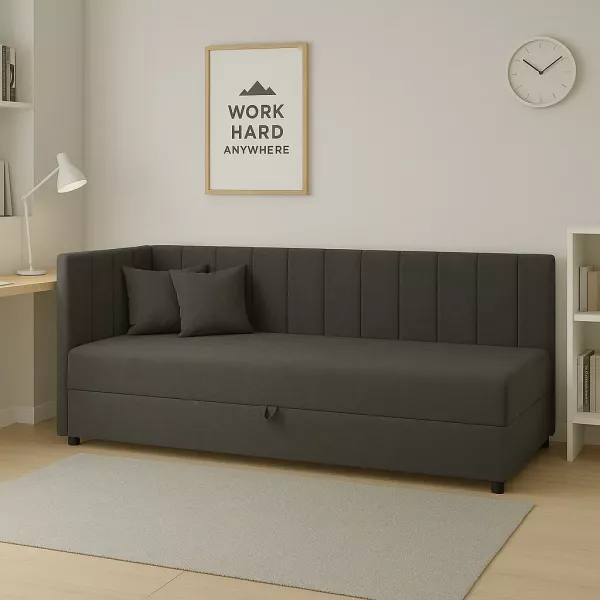 Tapczan łóżko jednoosobowe z pojemnikiem do salonu Sofaro 80x180 Grafitowe