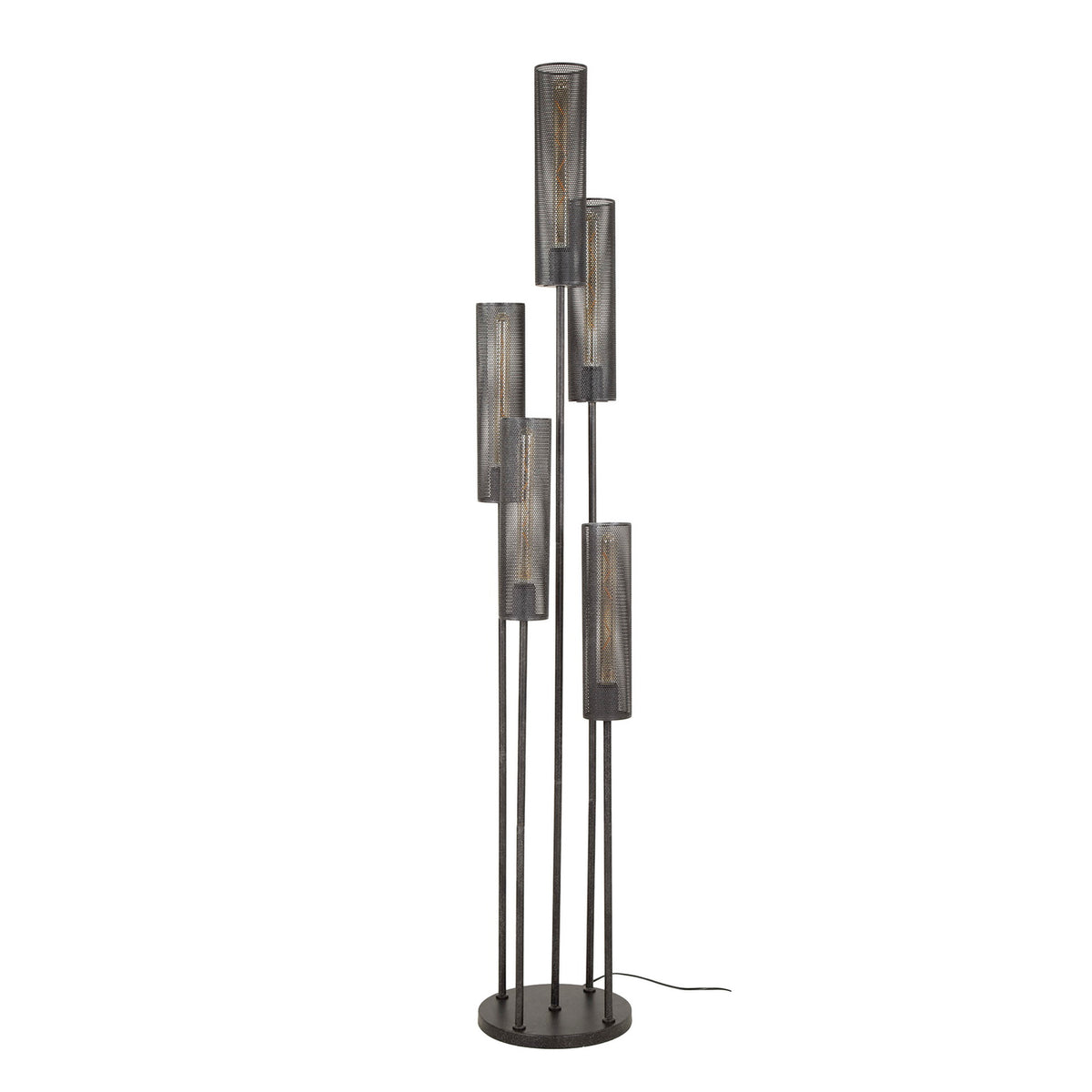 Giga Meubel Vloerlamp Tube Mesh - Zwart - 5-Lichts - 32x32x172cm