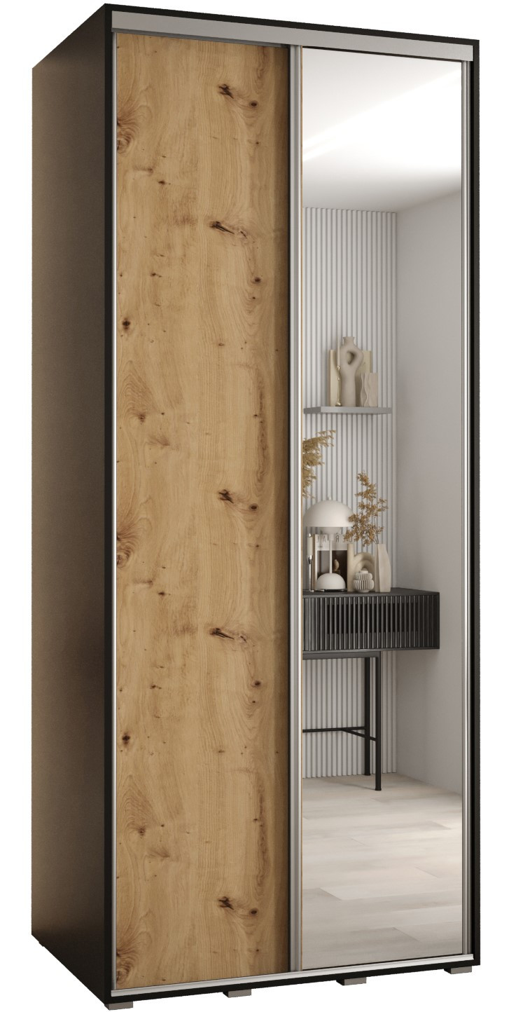 Szafa przesuwna 60 wysoka Davos 3 110 czarny artisan srebrny