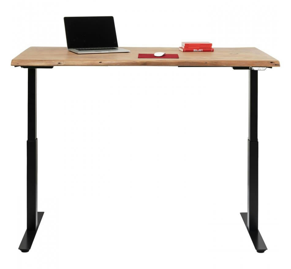 SMART - Bureau réglable assis-debout acacia brut et acier noir L180