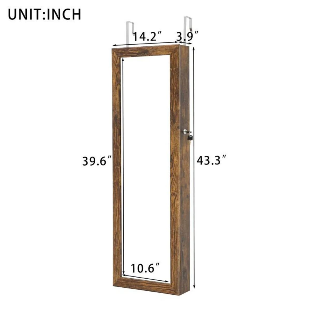 Wall Door Lockable Jewelry Armoire Cabinet with Full-Length Mirror