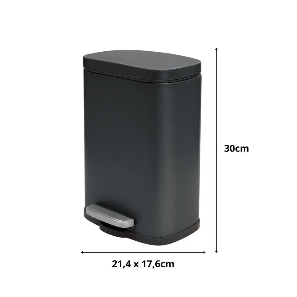 Spirella Pedaalemmer Venice - zwart - 5L - metaal - 21 x 30 cm