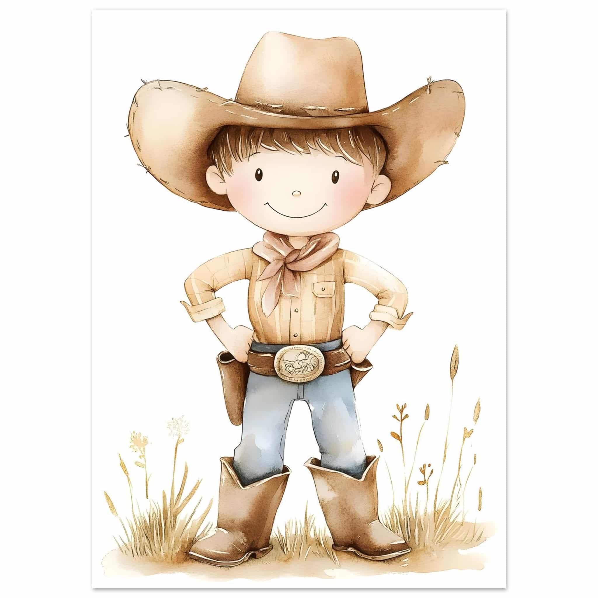 Artfulprints Poster Avontuurlijke cowboy  - 50x70 cm - Bruin