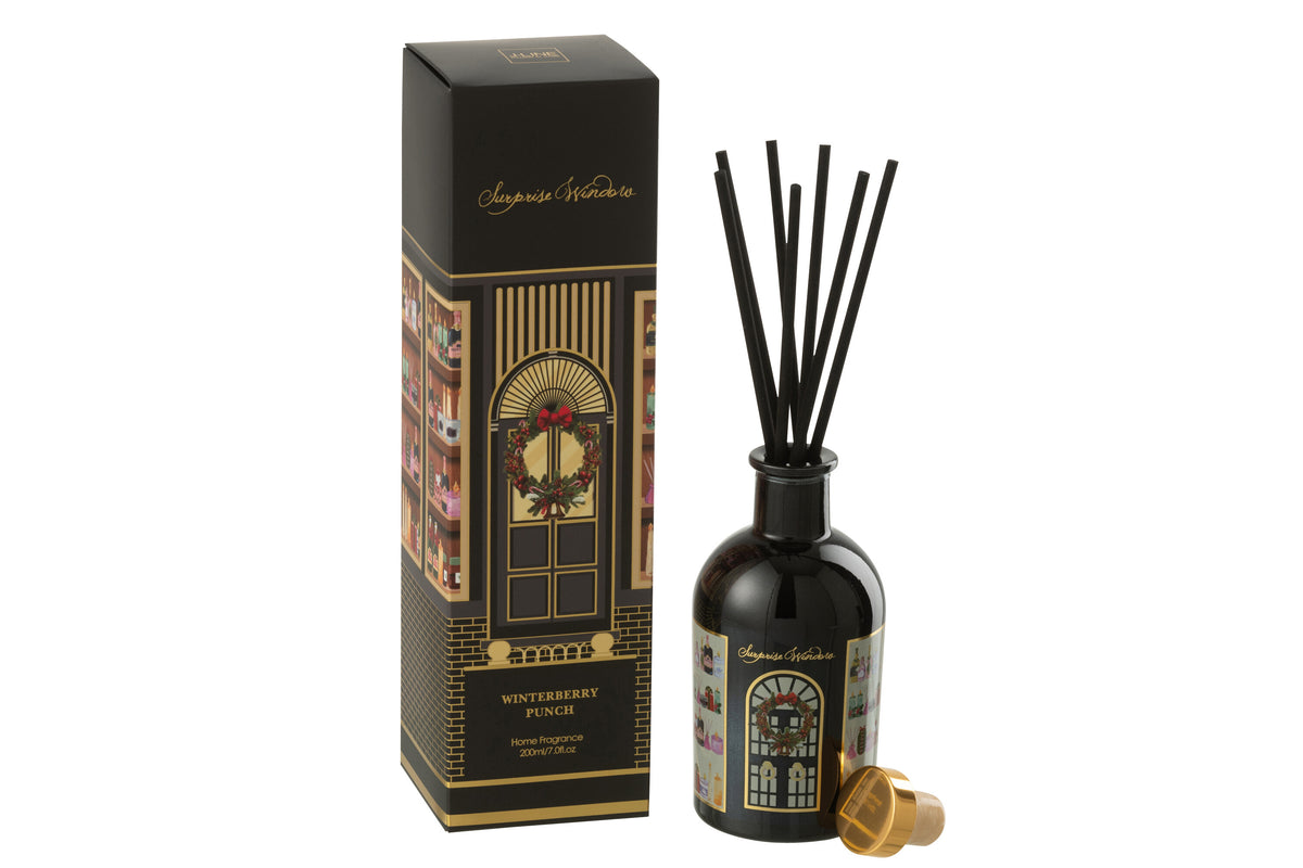 J-Line geurstokjes Surprise Window - Winterberry Punch - zwart/goud