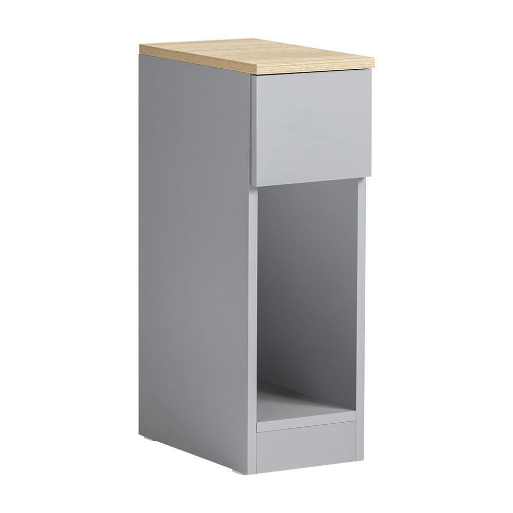 - Table de chevet 1 tiroir 1 compartiment en aggloméré gris