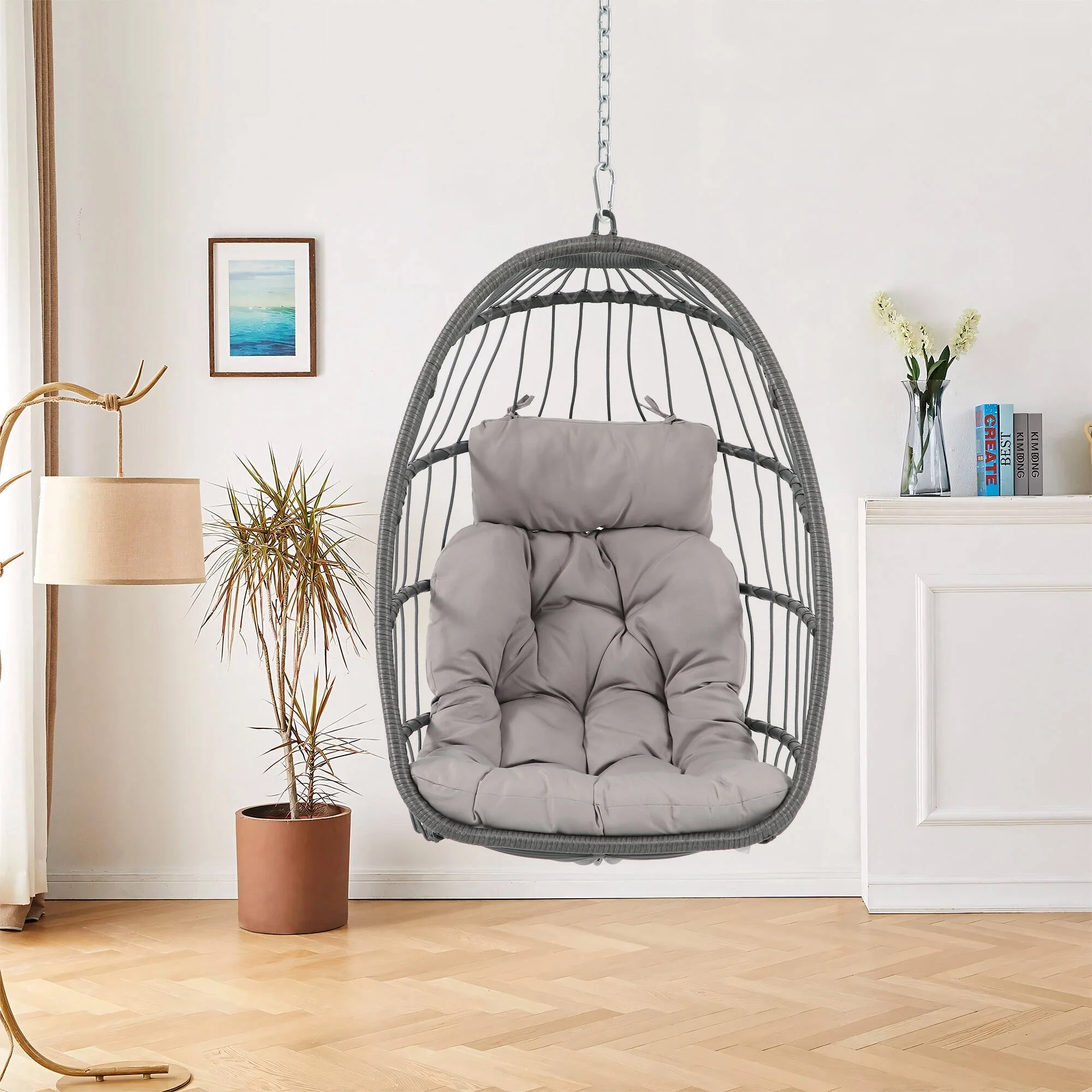Outdoor/Indoor Wicker Hanging Chair (No Stand)